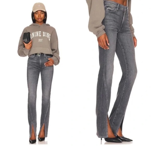 MOTHER The Rascal Sliced up Heel in Digging up Dirt 24 Flare Jeans Grey - Picture 2 of 14